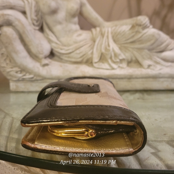 L.A.M.B. by Gwen Stefani Gold Glam Leather Fabric Wallet Designer Luxury #102 - Picture 15 of 16